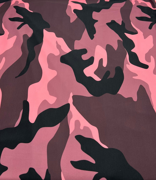 Pink Camo Print ITY Fabric 4 Way Stretch