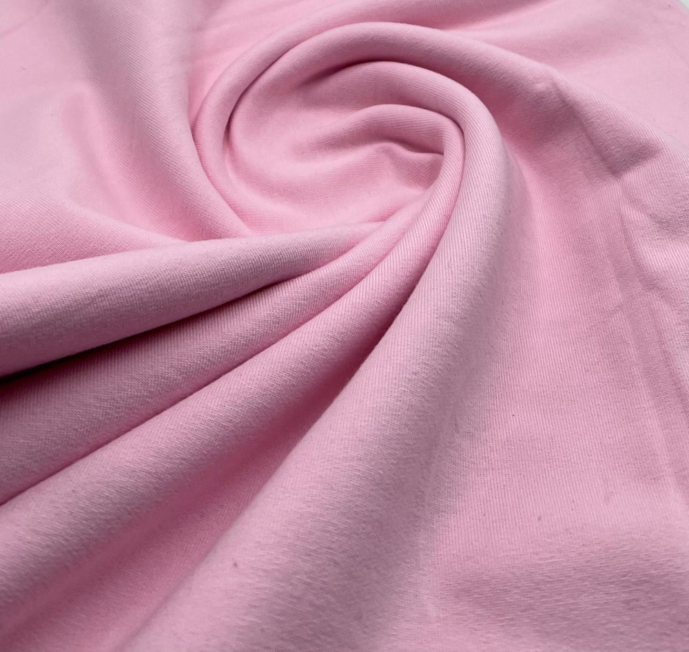 Pink French Terry Loopback Cotton Jersey 230 GSM 95/5 Lycra 4 Way Stretch