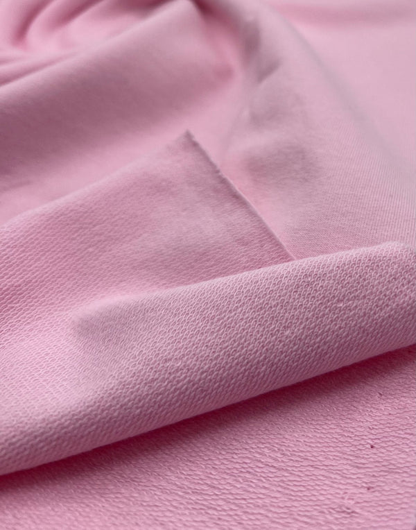 Pink French Terry Loopback Cotton Jersey 230 GSM 95/5 Lycra 4 Way Stretch