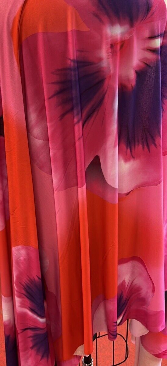 Pink Large Floral Print Spun Poly Stretch Fabric