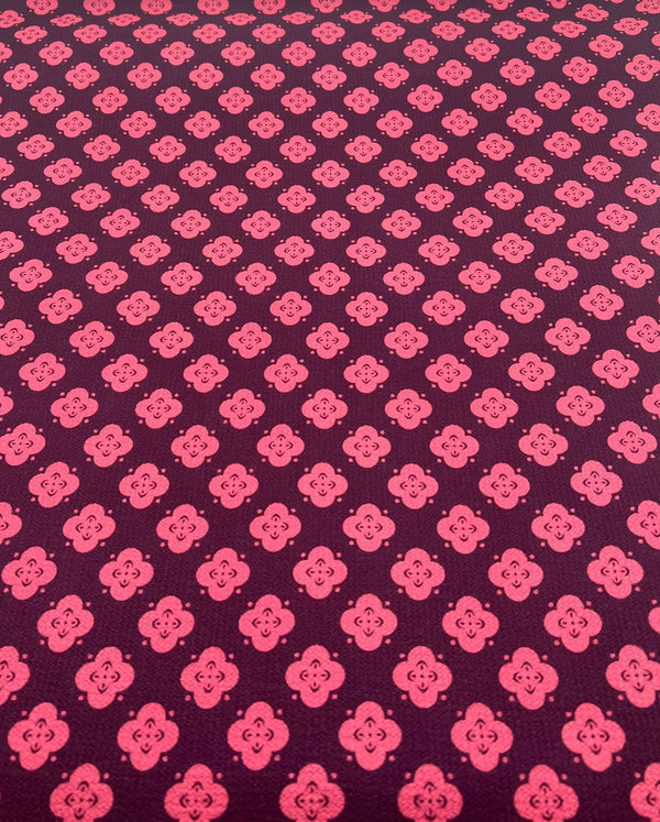 Pink Pattern Print Lightweight Bubble Crepe Fabric