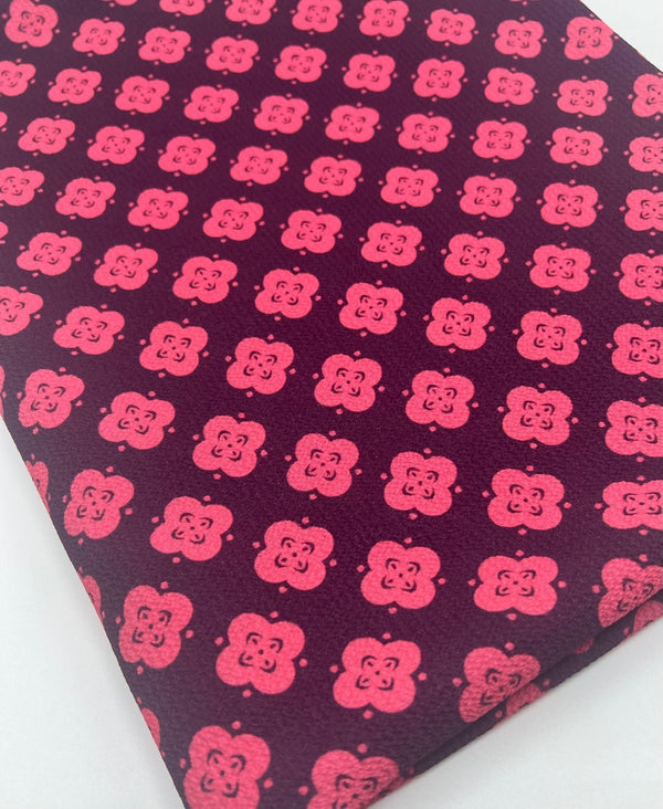 Pink Pattern Print Lightweight Bubble Crepe Fabric