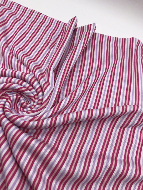 Pink & Purple Vertical Stripe Print Viscose Elastane Fabric