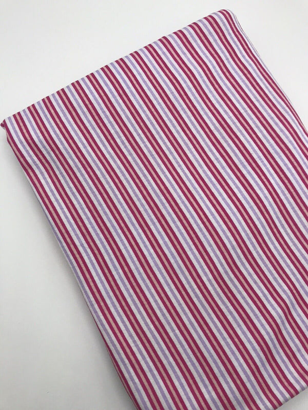 Pink & Purple Vertical Stripe Print Viscose Elastane Fabric