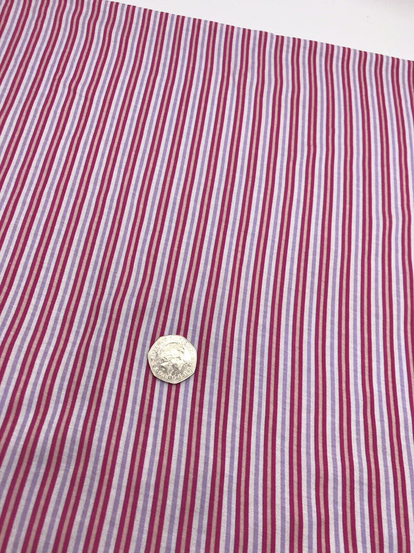 Pink & Purple Vertical Stripe Print Viscose Elastane Fabric