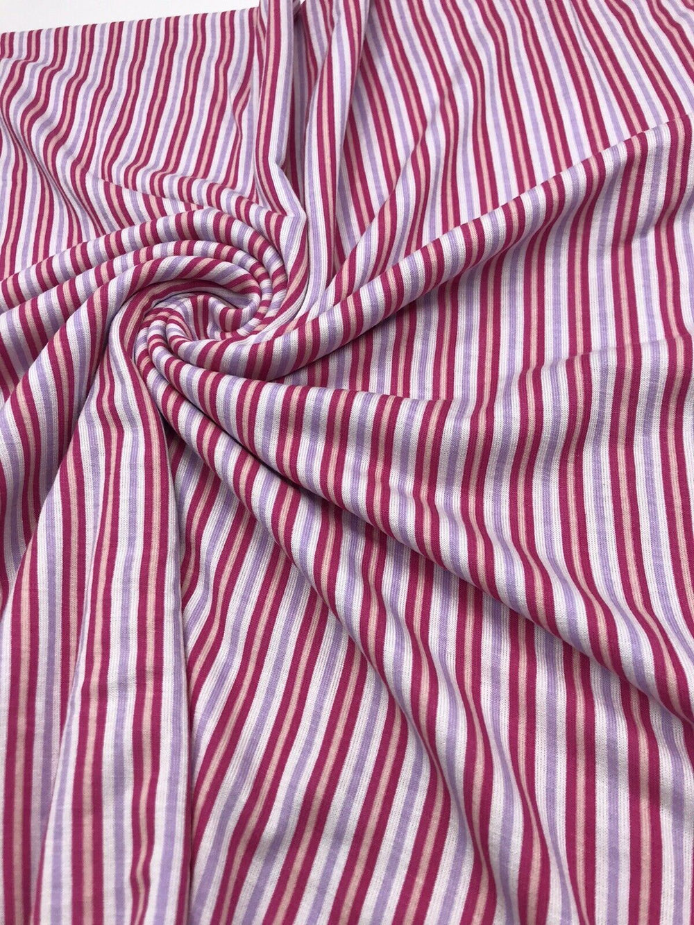 Pink & Purple Vertical Stripe Print Viscose Elastane Fabric