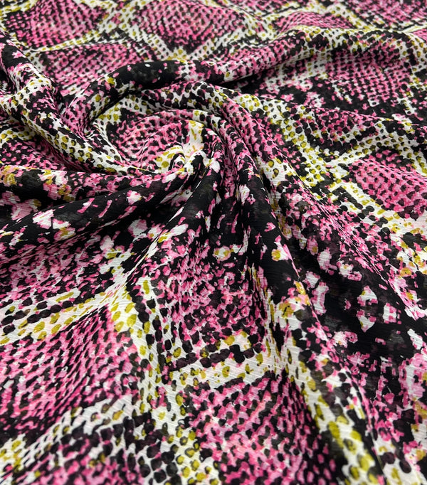 Pink Snake Printed Chiffon Dress Fabric
