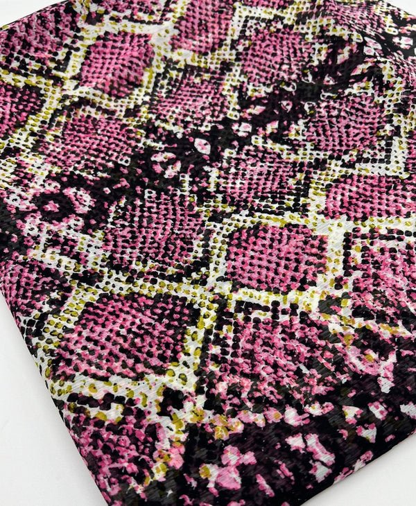 Pink Snake Printed Chiffon Dress Fabric