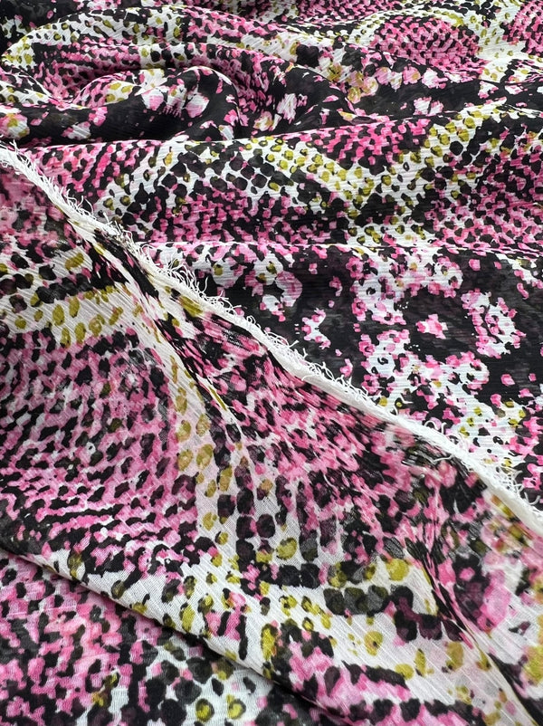 Pink Snake Printed Chiffon Dress Fabric