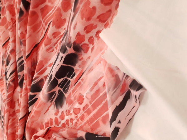 Pink Snake Printed Plain Scuba 4 Way Stretch Jersey Fabric
