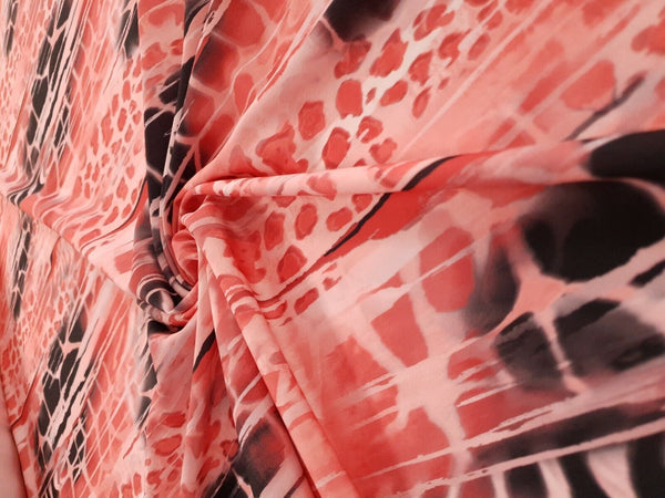 Pink Snake Printed Plain Scuba 4 Way Stretch Jersey Fabric