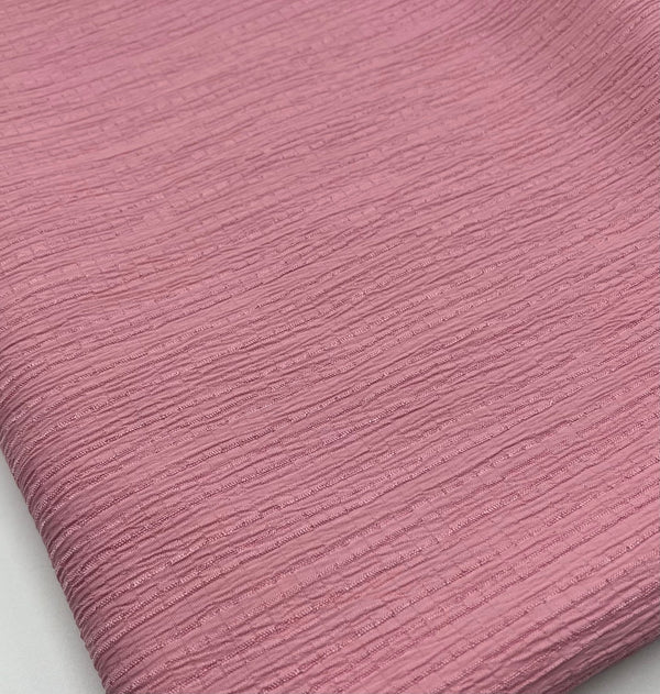 Pink Textured Crinkle Lightweight Non Stretch Fabric