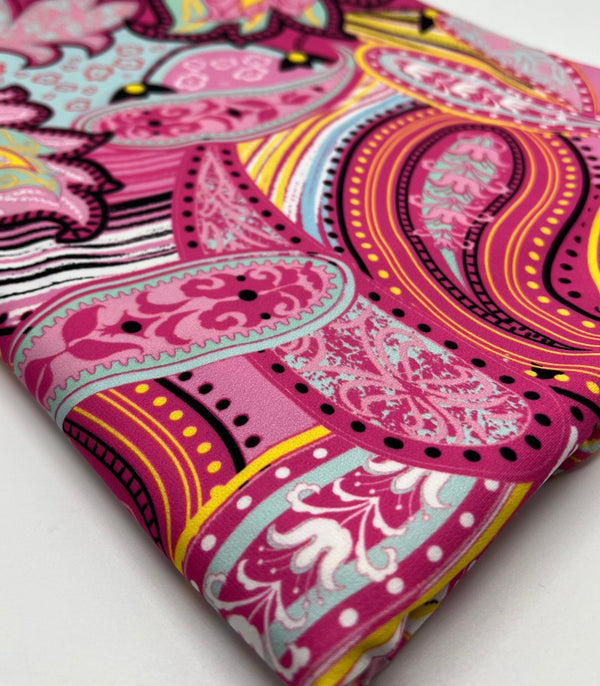 Pink Yellow Mix Print ITY Fabric 4 Way Stretch