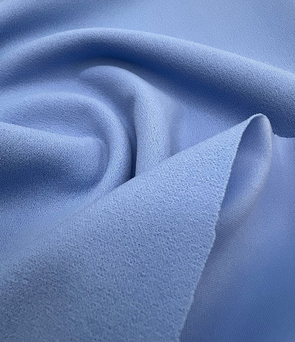 Plain Baby Blue Scuba Crepe Stretch Jersey Fabric 4 Way Stretch
