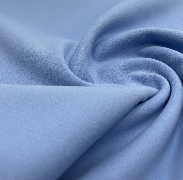 Plain Baby Blue Scuba Crepe Stretch Jersey Fabric 4 Way Stretch