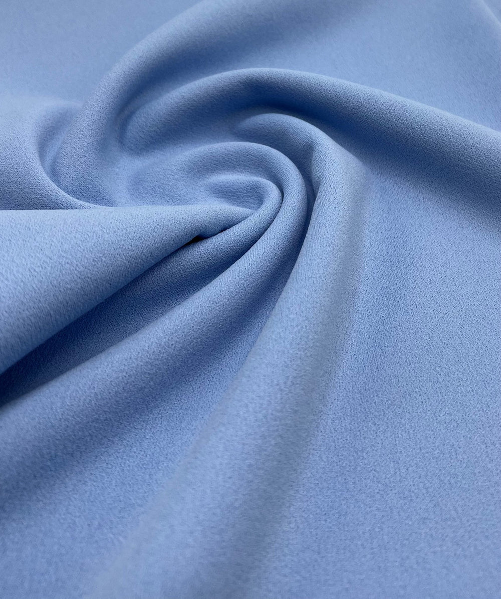 Plain Baby Blue Scuba Crepe Stretch Jersey Fabric 4 Way Stretch