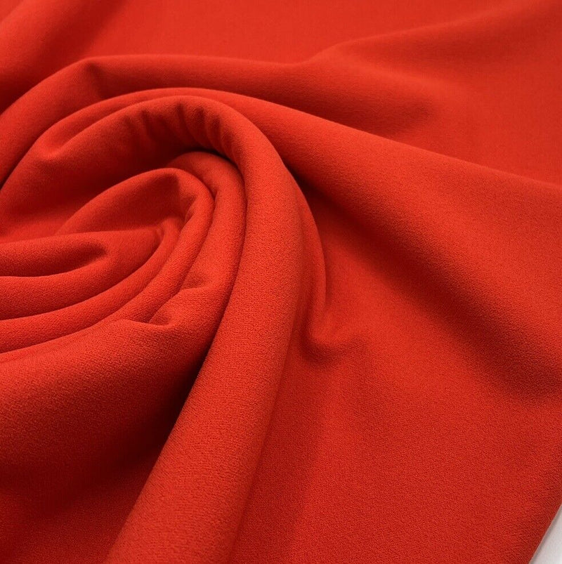 Plain Burnt Orange Scuba Crepe Stretch Jersey Fabric 4 Way Stretch