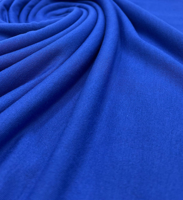 Plain Blue Viscose Elastane Fabric 4 Way Stretch Jersey