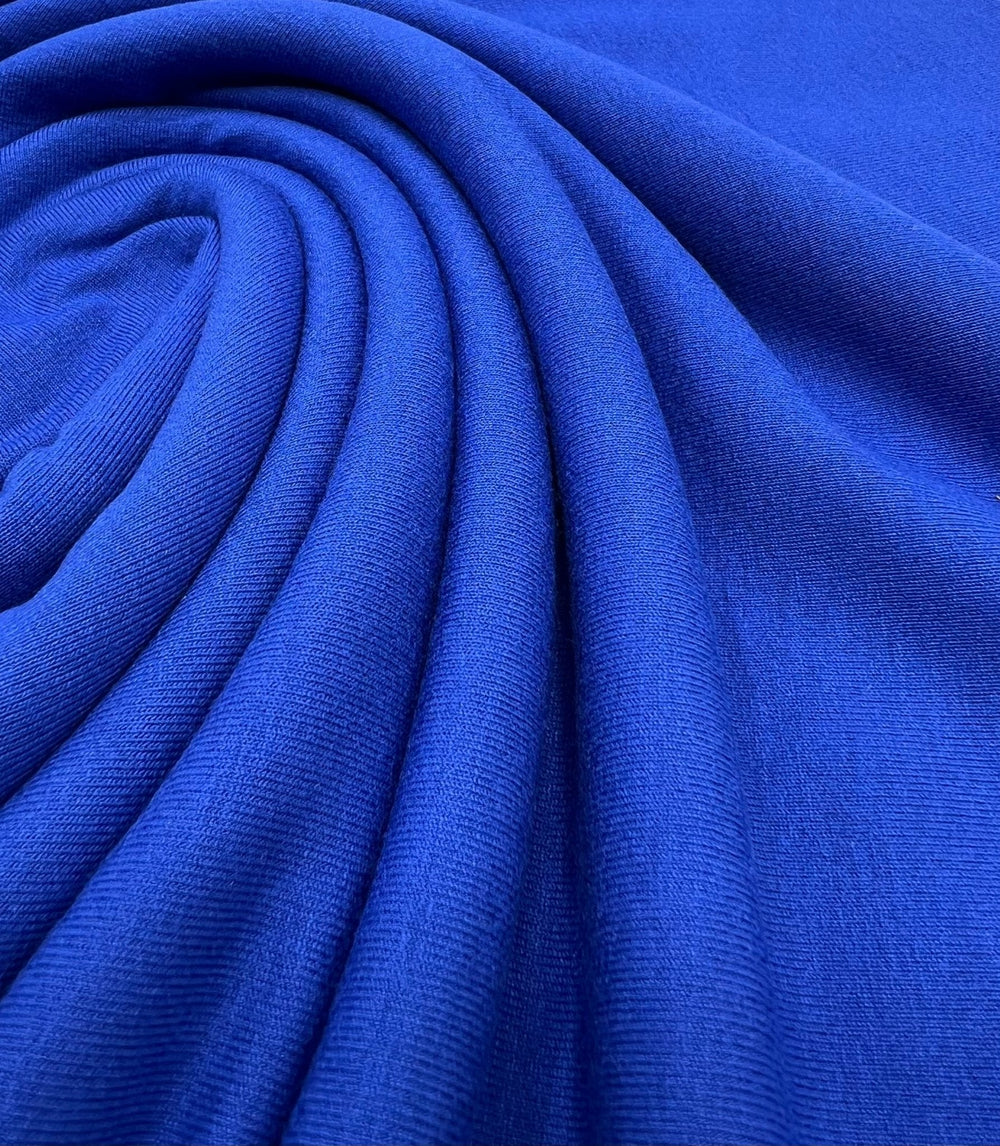 Plain Blue Viscose Elastane Fabric 4 Way Stretch Jersey