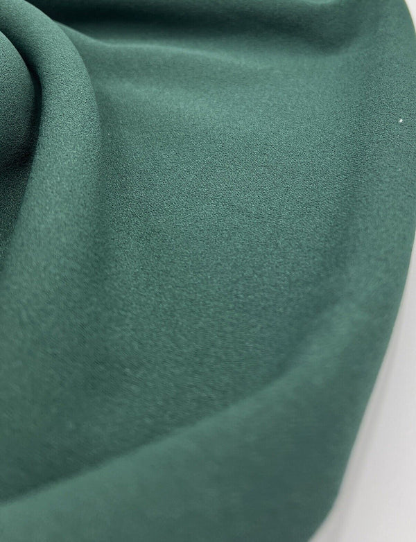 Plain Bottle Green Scuba Crepe Stretch Jersey Fabric 4 Way Stretch