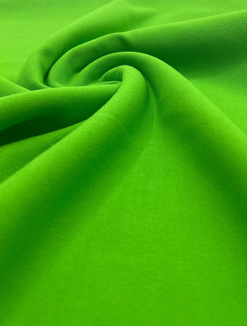 Plain Bright Green Scuba Crepe Stretch Jersey Fabric 4 Way Stretch