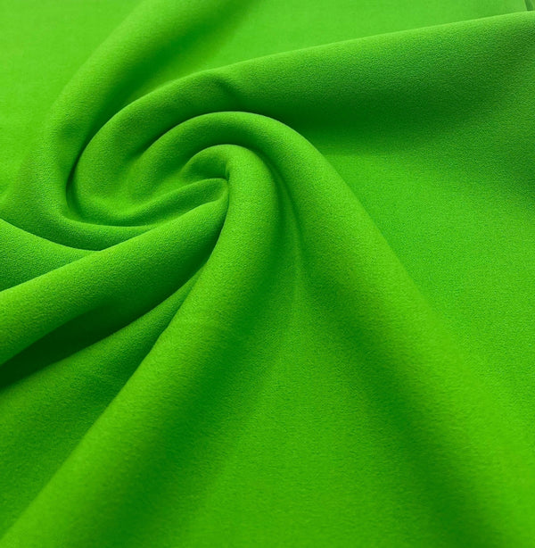Plain Bright Green Scuba Crepe Stretch Jersey Fabric 4 Way Stretch