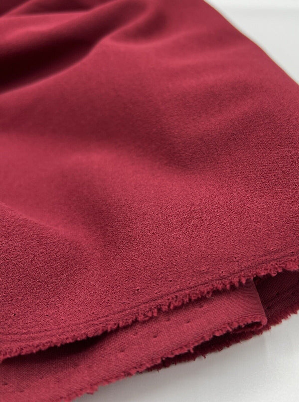 Plain Burgundy Scuba Crepe Stretch Jersey Fabric 4 Way Stretch