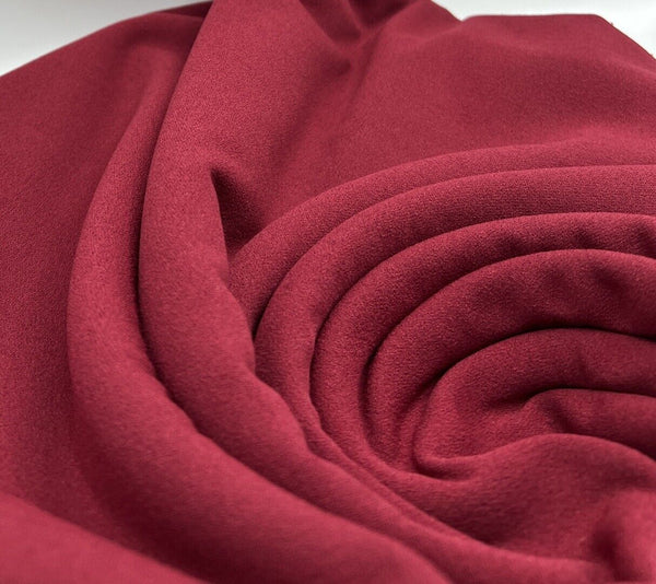Plain Burgundy Scuba Crepe Stretch Jersey Fabric 4 Way Stretch