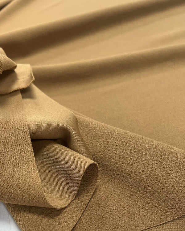 Plain Camel Scuba Crepe Stretch Jersey Fabric 4 Way Stretch