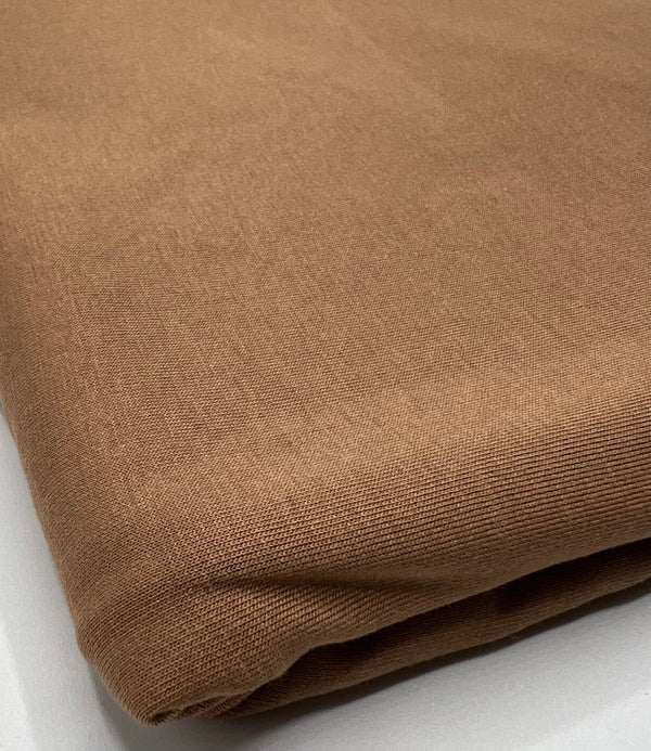Plain Camel Viscose Elastane Fabric 4 Way Stretch Jersey