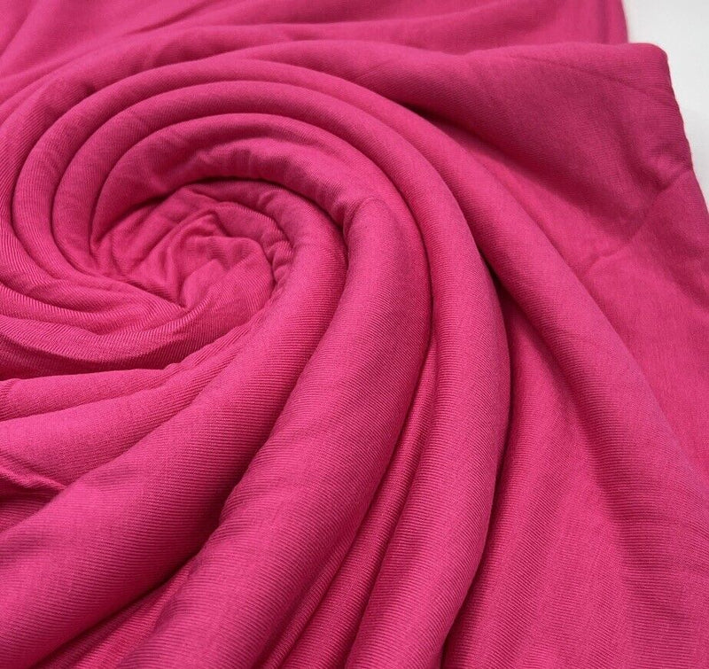 Plain Cerise Hot Pink Viscose Elastane Fabric 4 Way Stretch Jersey