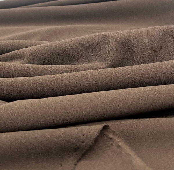Plain Chocolate Brown Scuba Crepe Stretch Jersey Fabric 4 Way Stretch