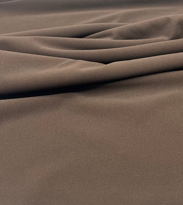 Plain Chocolate Brown Scuba Crepe Stretch Jersey Fabric 4 Way Stretch