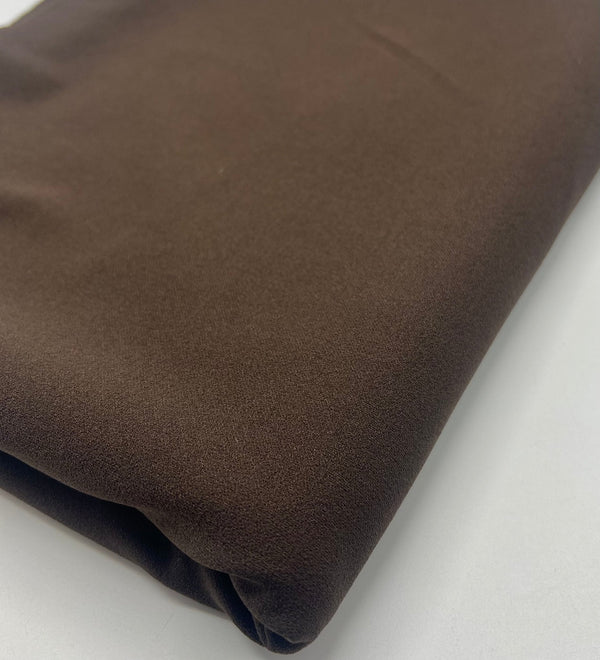 Plain Chocolate Brown Scuba Crepe Stretch Jersey Fabric 4 Way Stretch