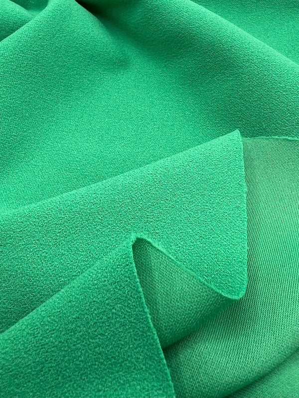 Plain Green Scuba Crepe Stretch Jersey Fabric 4 Way Stretch