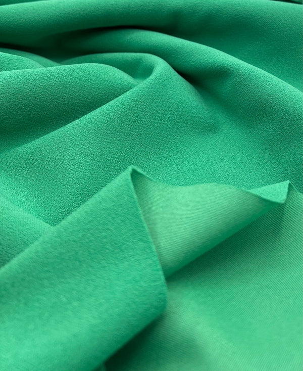 Plain Green Scuba Crepe Stretch Jersey Fabric 4 Way Stretch