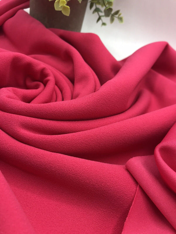 Plain Hot Pink Scuba Crepe Stretch Jersey Fabric 4 Way Stretch