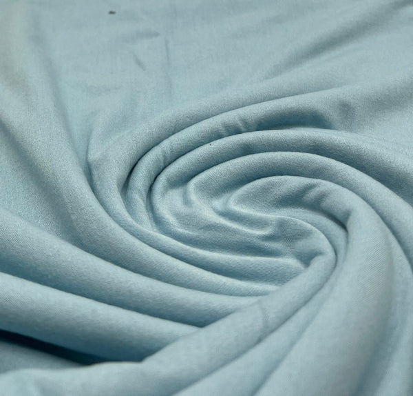 Plain Ice Blue Viscose Elastane Fabric 4 Way Stretch Jersey