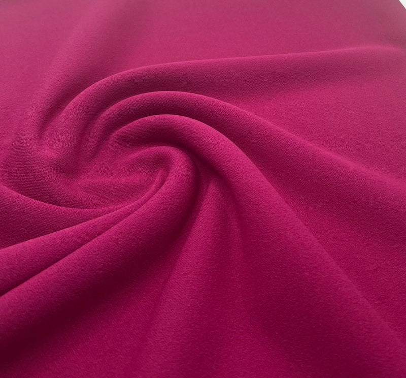 Plain Magenta Scuba Crepe Stretch Jersey Fabric 4 Way Stretch