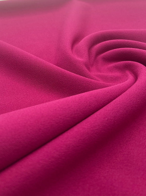 Plain Magenta Scuba Crepe Stretch Jersey Fabric 4 Way Stretch