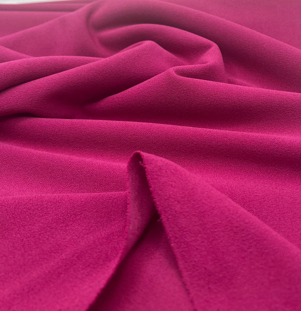 Plain Magenta Scuba Crepe Stretch Jersey Fabric 4 Way Stretch