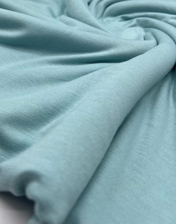 Plain Mint Green Viscose Elastane Fabric 4 Way Stretch Jersey