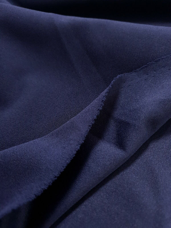 Plain Navy Scuba Crepe Stretch Jersey Fabric 4 Way Stretch