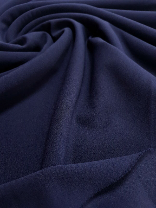 Plain Navy Scuba Crepe Stretch Jersey Fabric 4 Way Stretch