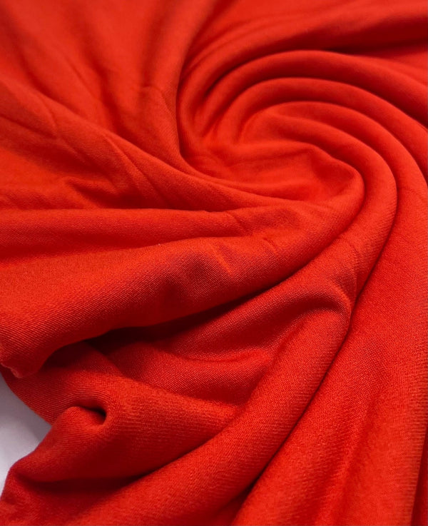 Plain Orange Viscose Elastane Fabric 4 Way Stretch Jersey
