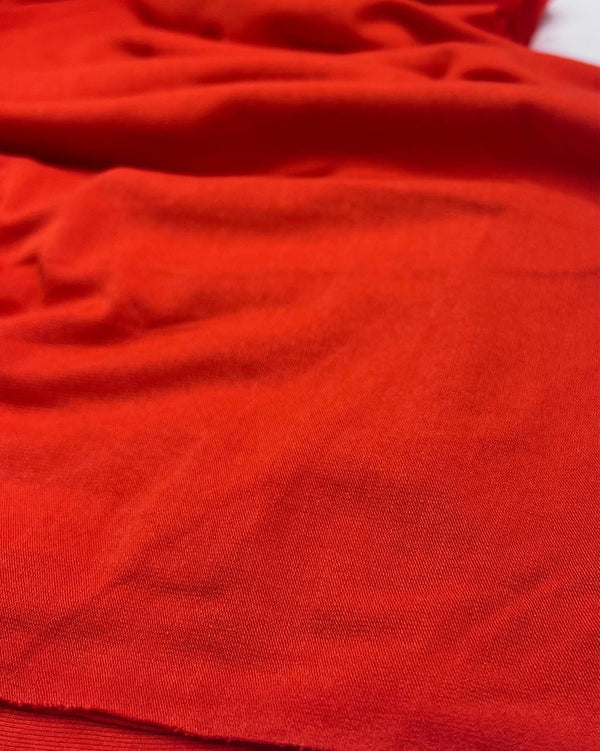 Plain Orange Viscose Elastane Fabric 4 Way Stretch Jersey