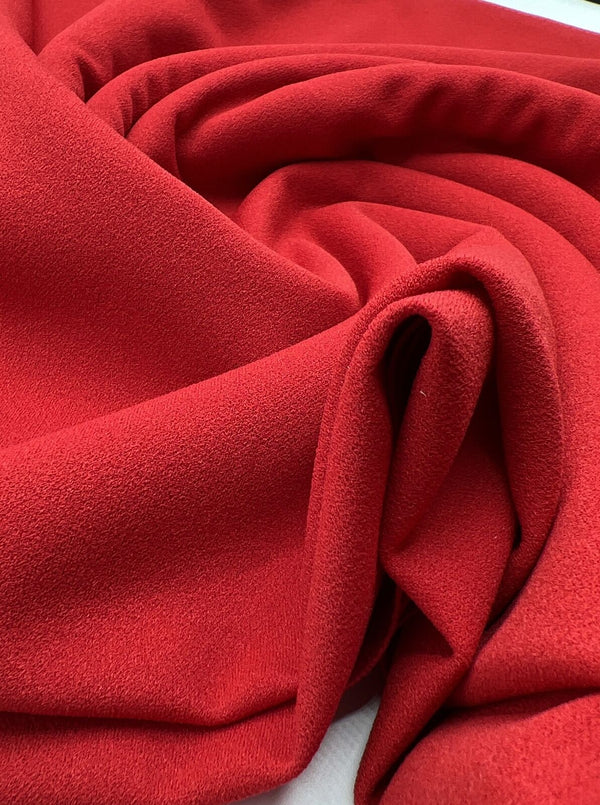 Plain Red Scuba Crepe Stretch Jersey Fabric 4 Way Stretch