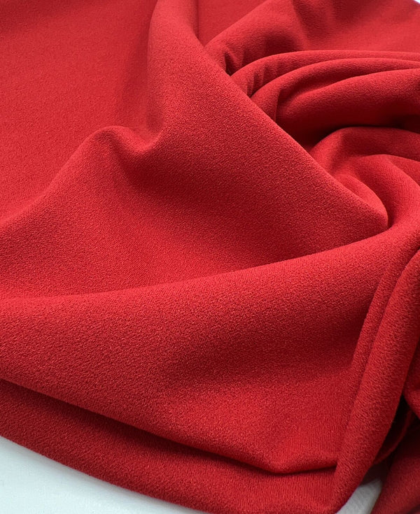 Plain Red Scuba Crepe Stretch Jersey Fabric 4 Way Stretch