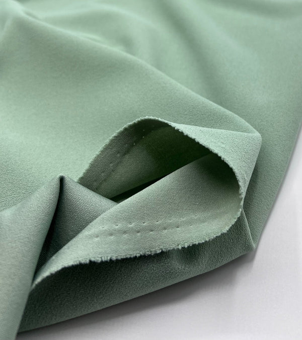 Plain Sage Scuba Crepe Stretch Jersey Fabric 4 Way Stretch