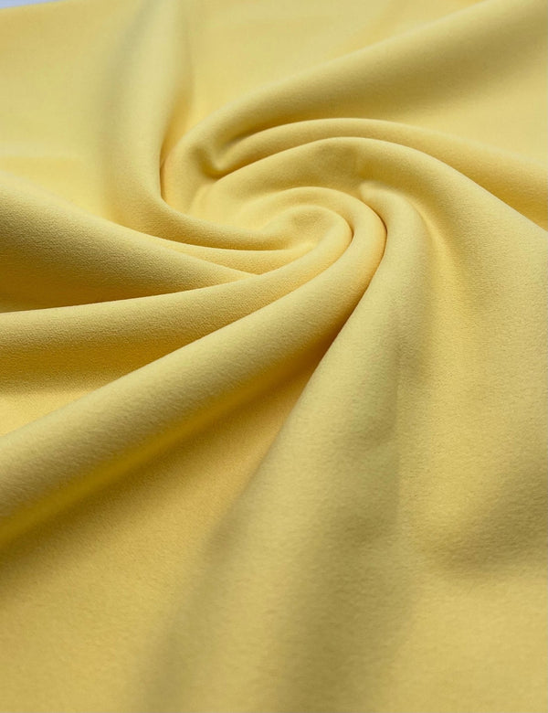 Plain Yellow Lemon Scuba Crepe Stretch Jersey Fabric 4 Way Stretch